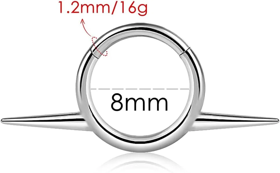 Titanium Septum Ring16G Septum Jewelry 8mm,ASTM F136 Titanium Nose rings Classic design Clicker Cartilage Earring Hinged Segment Daith Piercing Black silver gold 1PCS