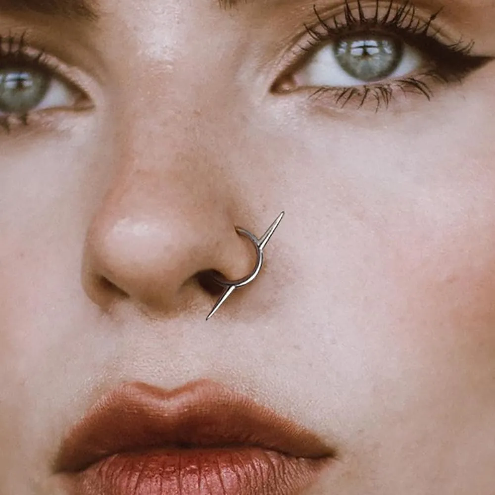 Titanium Septum Ring16G Septum Jewelry 8mm,ASTM F136 Titanium Nose rings Classic design Clicker Cartilage Earring Hinged Segment Daith Piercing Black silver gold 1PCS