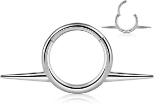 Titanium Septum Ring16G Septum Jewelry 8mm,ASTM F136 Titanium Nose rings Classic design Clicker Cartilage Earring Hinged Segment Daith Piercing Black silver gold 1PCS