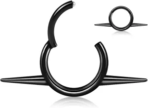 Titanium Septum Ring16G Septum Jewelry 8mm,ASTM F136 Titanium Nose rings Classic design Clicker Cartilage Earring Hinged Segment Daith Piercing Black silver gold 1PCS