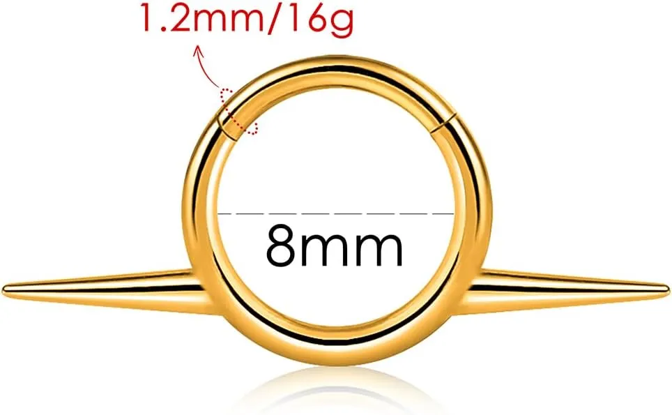 Titanium Septum Ring16G Septum Jewelry 8mm,ASTM F136 Titanium Nose rings Classic design Clicker Cartilage Earring Hinged Segment Daith Piercing Black silver gold 1PCS