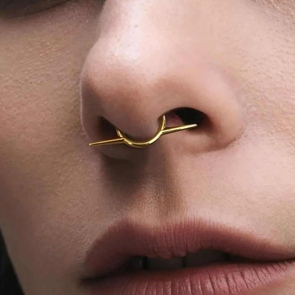 Titanium Septum Ring16G Septum Jewelry 8mm,ASTM F136 Titanium Nose rings Classic design Clicker Cartilage Earring Hinged Segment Daith Piercing Black silver gold 1PCS