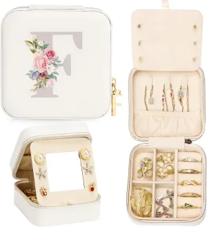 Travel Jewelry Box for Girls: Traveling Jewelry Case Gift for Women - Mini Organizer for Necklaces Earrings White F