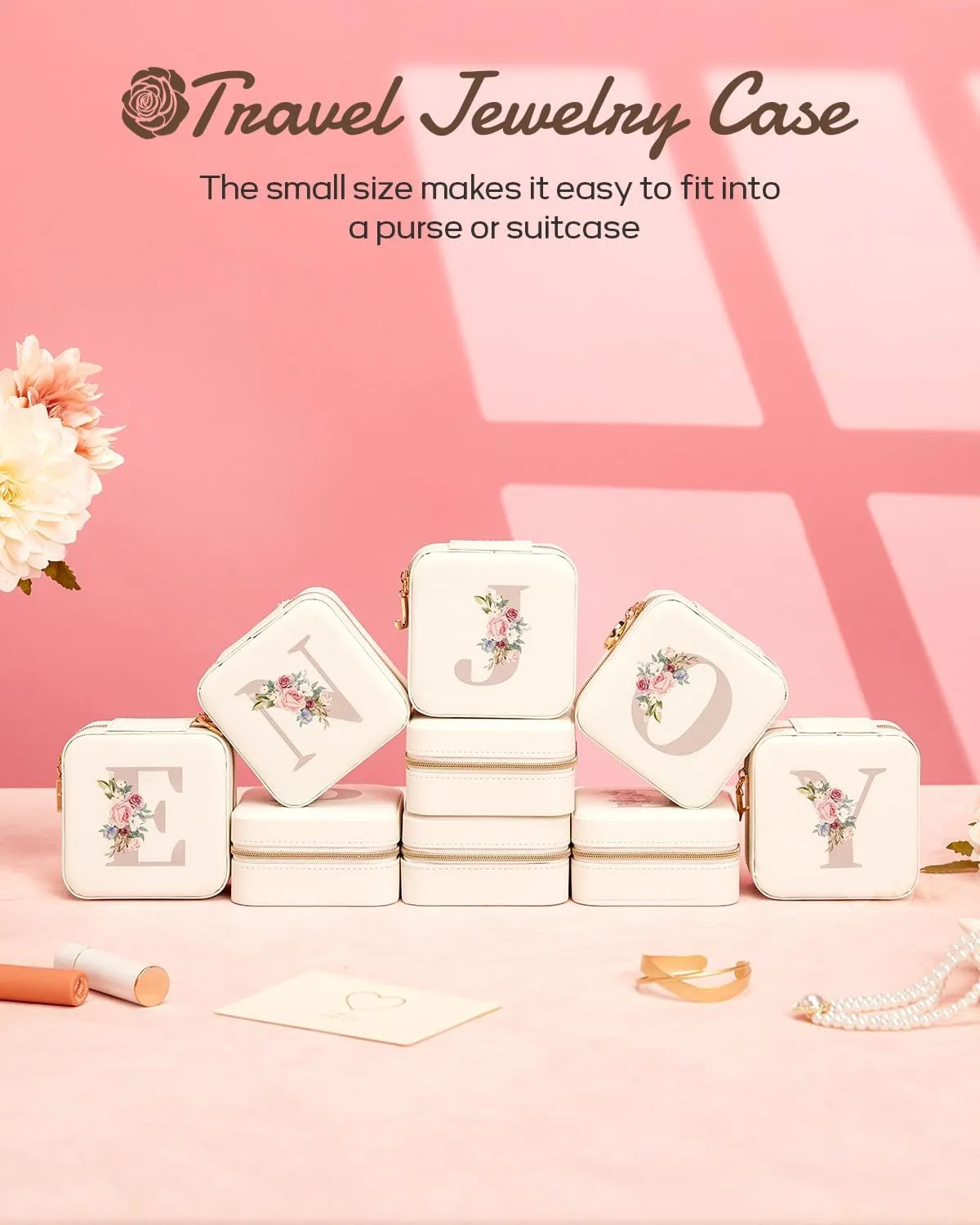 Travel Jewelry Box for Girls: Traveling Jewelry Case Gift for Women - Mini Organizer for Necklaces Earrings White F