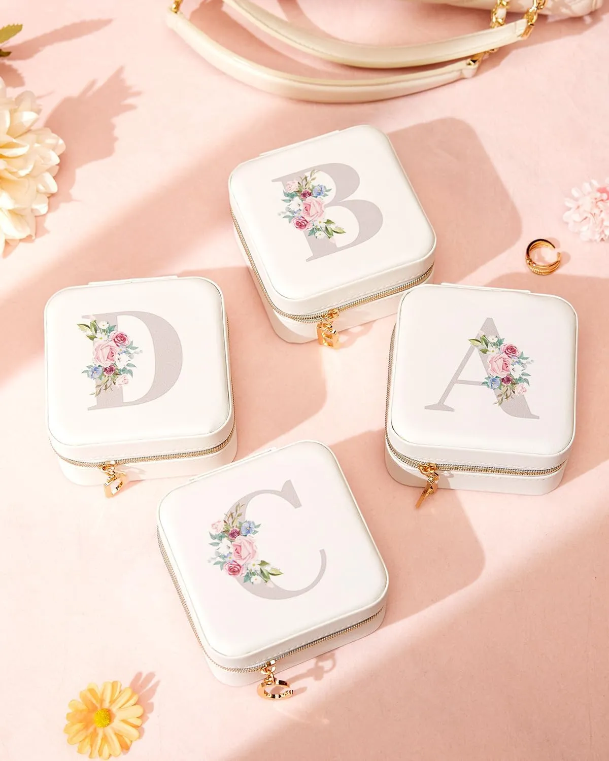 Travel Jewelry Box for Girls: Traveling Jewelry Case Gift for Women - Mini Organizer for Necklaces Earrings White F