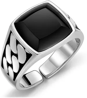 Trendy Statement Band Black Rings for Men Women Vintage Chic Adjustable Minimalist Unique Comfort Fit Men's Ring