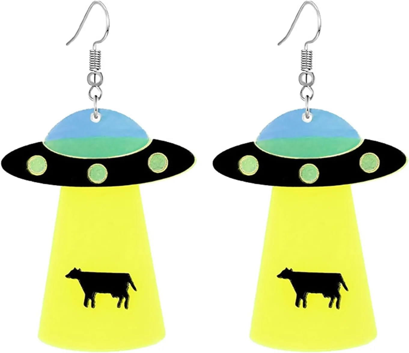 UFO Aliens Earrings for Women Novelty Creative Cute Funky Space Dangle Earrings Unique Cosmos Weird Statement Earrings Halloween Jewelry