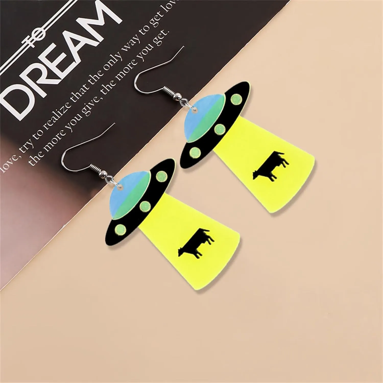 UFO Aliens Earrings for Women Novelty Creative Cute Funky Space Dangle Earrings Unique Cosmos Weird Statement Earrings Halloween Jewelry