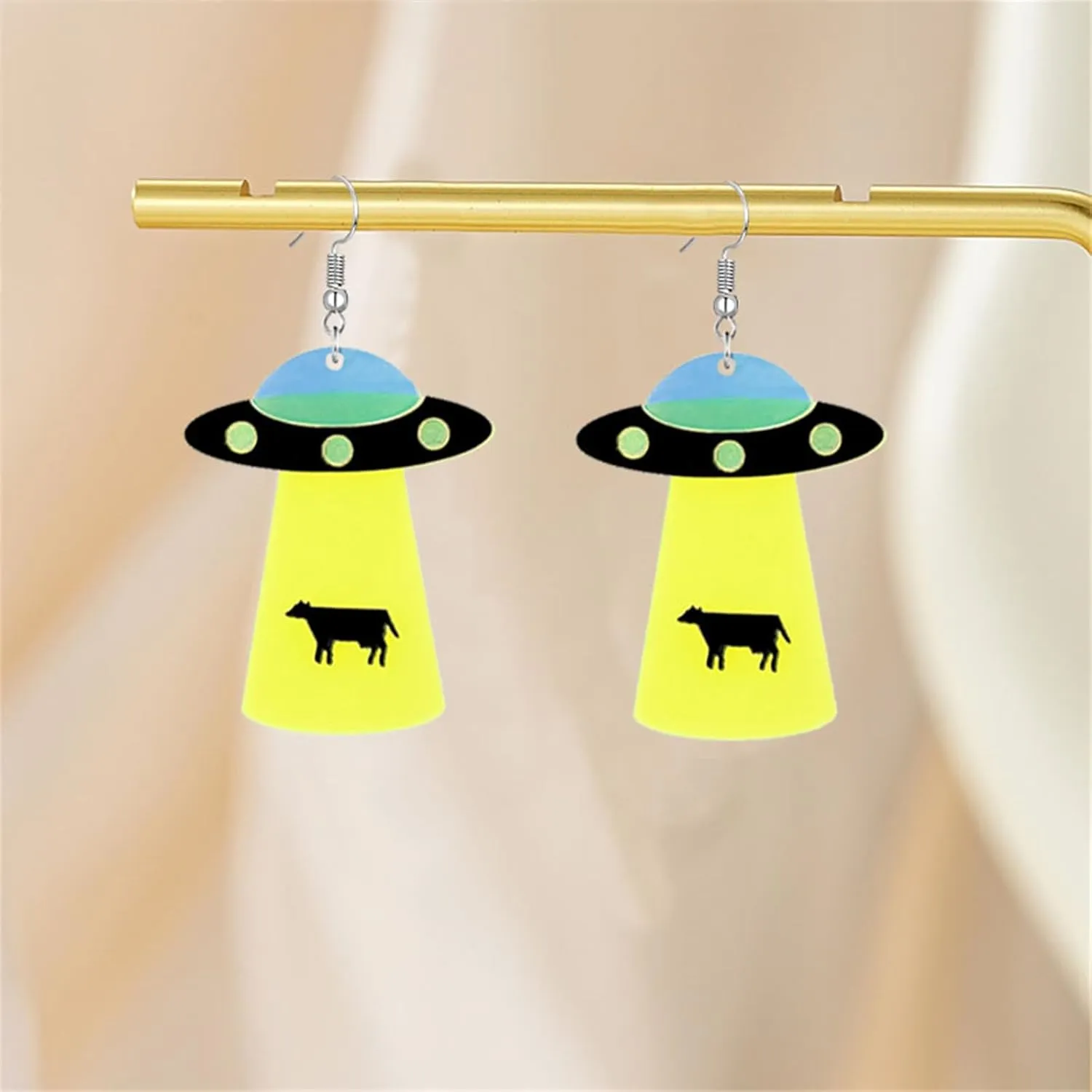 UFO Aliens Earrings for Women Novelty Creative Cute Funky Space Dangle Earrings Unique Cosmos Weird Statement Earrings Halloween Jewelry