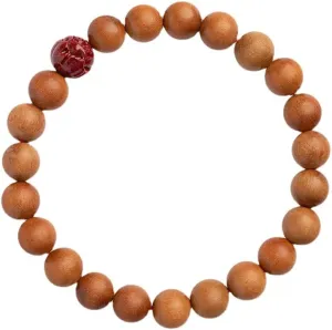 Unisex Natural Sandalwood Lotus Cinnabar Bracelet Meditation Prayer Bracelets Buddhist Link Wrist Chain Beads