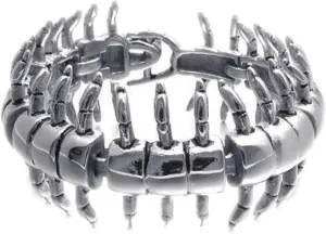 Unisex Steel Color Polished Large Centipede Stainless Steel Bracelet Party Accessories for Rapper Rock Biker Animal Lover Jewelry Christmas Birthday Friendship Good Luck Charm Prop Gothic Punk