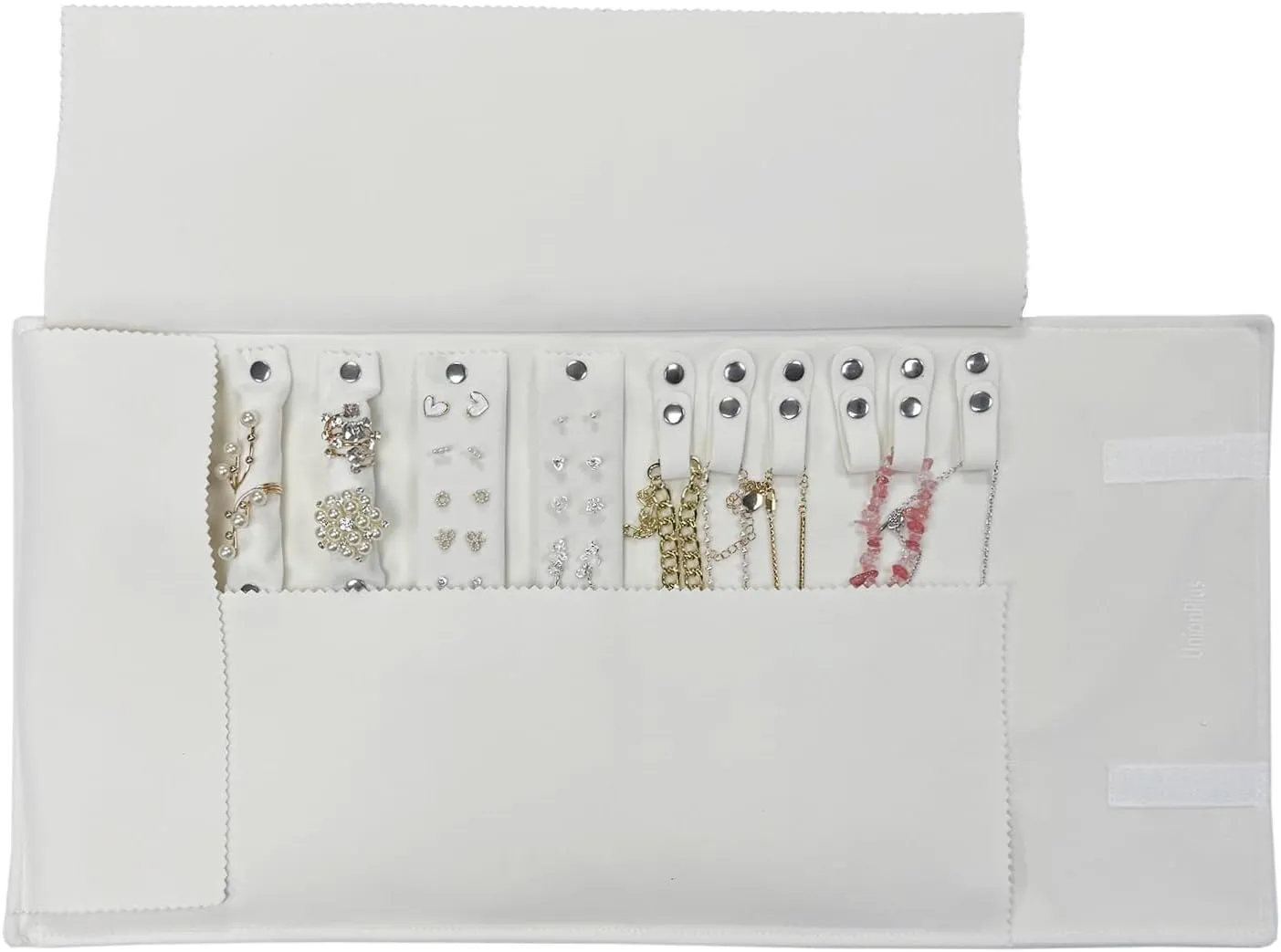 Velvet Travel Jewelry Case Roll Bag for Necklaces Brackets, Great Jewelry Organizer for Travel, Multi Jewelry Organizer, Beige