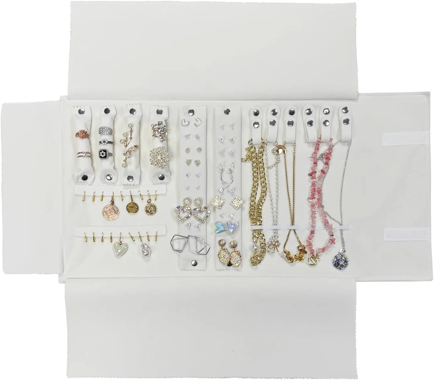 Velvet Travel Jewelry Case Roll Bag for Necklaces Brackets, Great Jewelry Organizer for Travel, Multi Jewelry Organizer, Beige