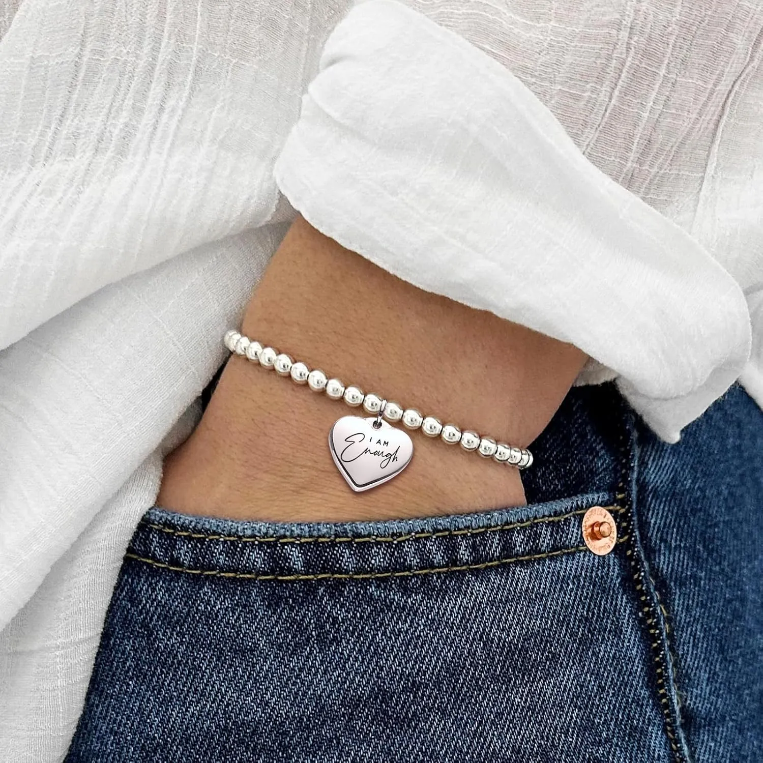 VIMIEW Heart Beads Womens Inspired Bracelets Adjustable Taylor Quotes Bracelets Friendship & Family Jewelry Birthday Valentines Gifts for Women Daughter Sister Bestfriend.