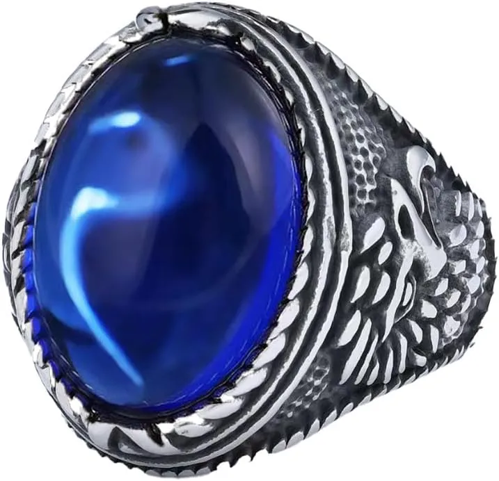 Vintage Oval Sapphire Alloy Ring Stylish Men's Ring