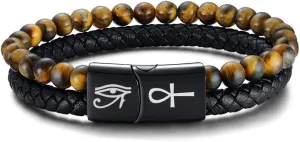 VNOX Viking Bracelet for Men - Genuine Leather Braided Viking Bracelets Vintage Thor's Hammer Wrap Cuff Wirstband Bracelets,Viking Jewelry for Men