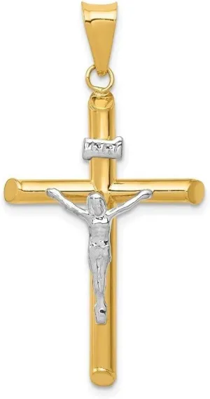 Whimsical Charms Collection Enchanted Elegance Charms Collection 14k Two-tone Gold Polished Jesus Crucifix Pendant for Women 1.44g Design-XZX888-37942