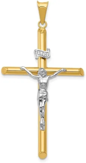 Whimsical Charms Collection Enchanted Elegance Charms Collection 14k Two-tone Gold Polished Jesus Crucifix Pendant for Women 1.9g Design-XZX888-34593