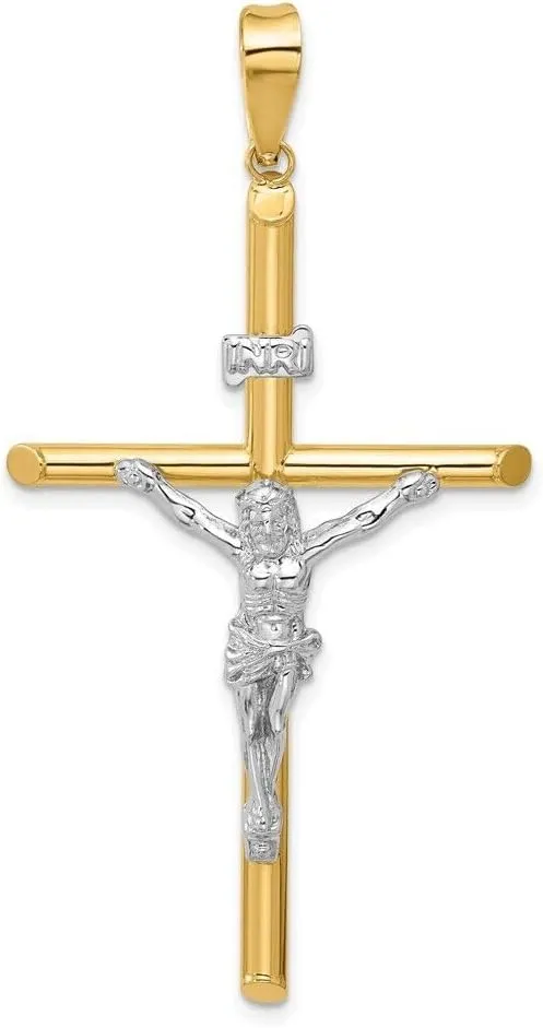 Whimsical Charms Collection Enchanted Elegance Charms Collection 14k Two-tone Gold Polished Jesus Crucifix Pendant For Women 2.53g Design-XZX888-31169