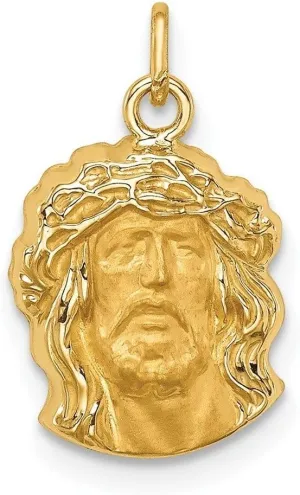 Whimsical Charms Collection Enchanted Elegance Charms Collection 14k Yellow Gold Hollow Polished/Satin Small Jesus Medal Pendant For Women 0.57g Design-XZX888-41329