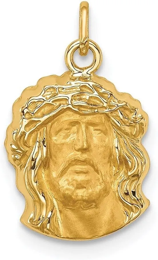 Whimsical Charms Collection Enchanted Elegance Charms Collection 14k Yellow Gold Hollow Polished/Satin Small Jesus Medal Pendant For Women 0.57g Design-XZX888-41329