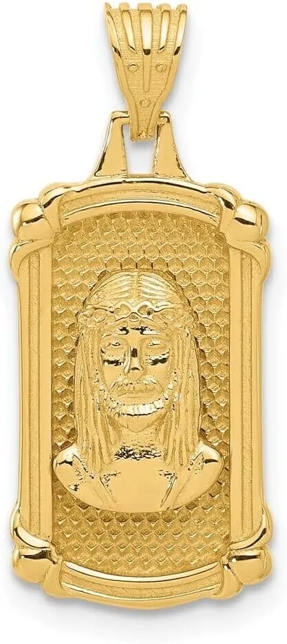 Whimsical Charms Collection Enchanted Elegance Charms Collection 14k Yellow Gold Polished and Textured Dog Tag Jesus Pendant for Women 2.75g Design-XZX888-28941
