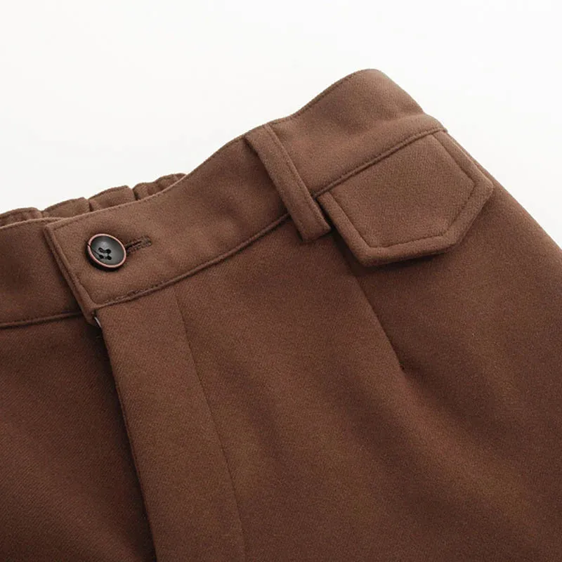 Wiaofellas  - Fashion Menswear Solid Color Thickened Woolen Trousers Men New Loose Mid Waist Straight Long Pants Tide Autumn Winter