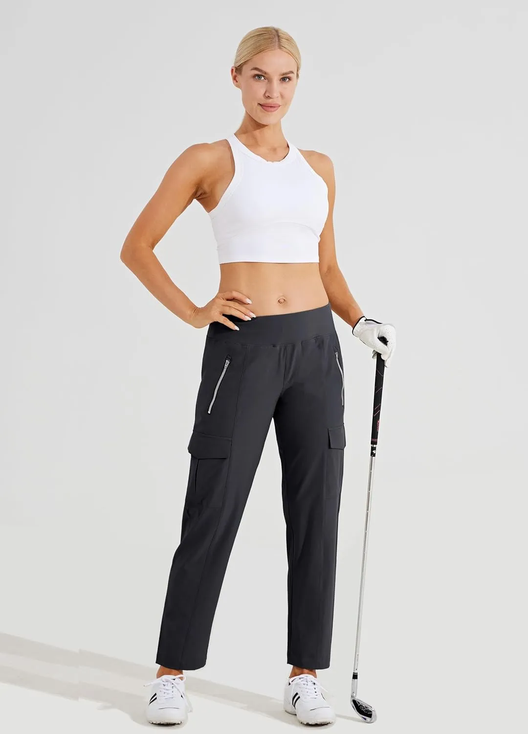 Willit Women's Golf Pants Athletic Quick Dry Pants Lightweight Cargo Travel Pants with Pockets Water Resistant