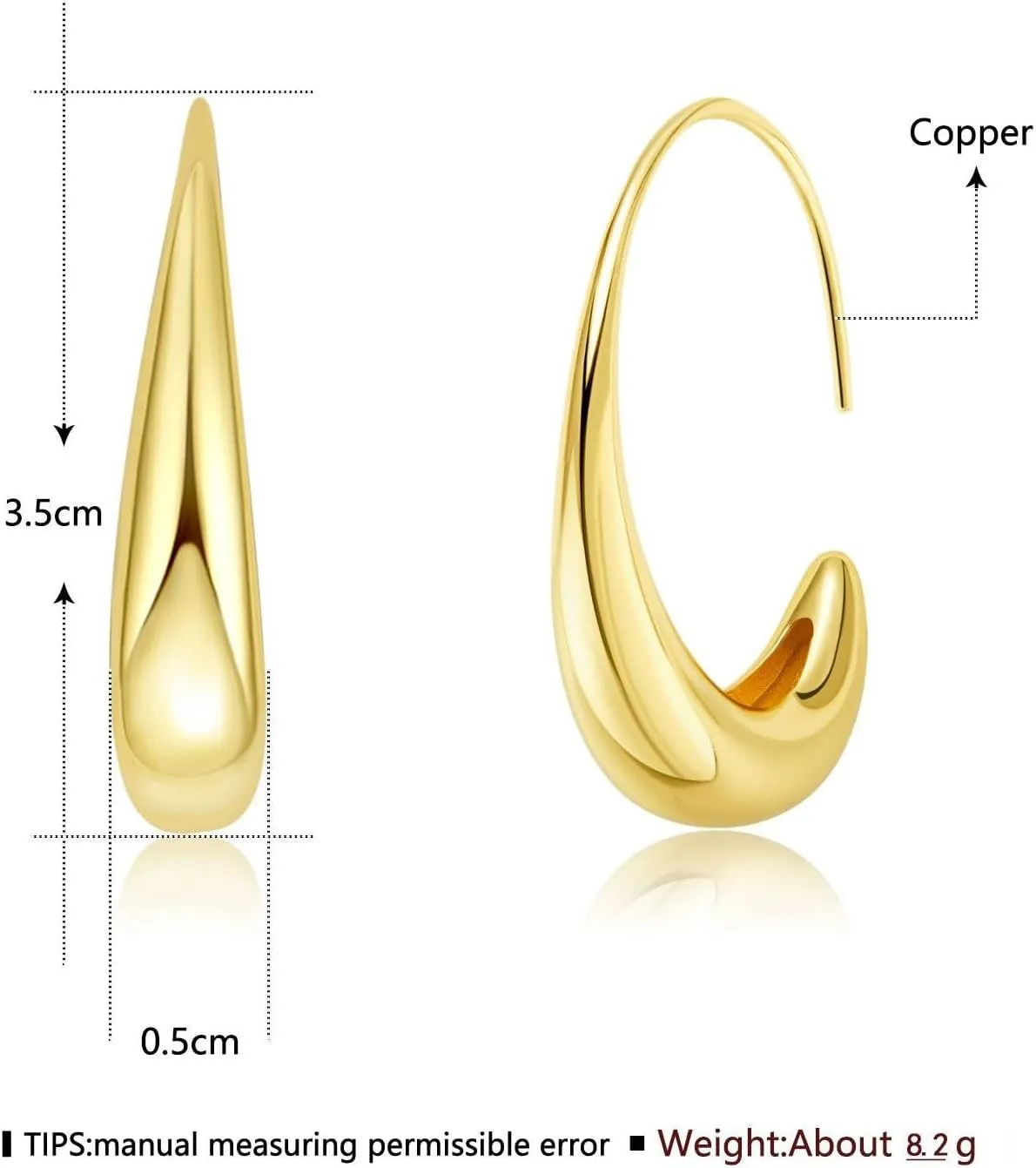 Women Fashion Teardrop Back Earrings,Small Sterling Sliver Plated Classic Dangle Hoop Earring Thread Drop Earrings