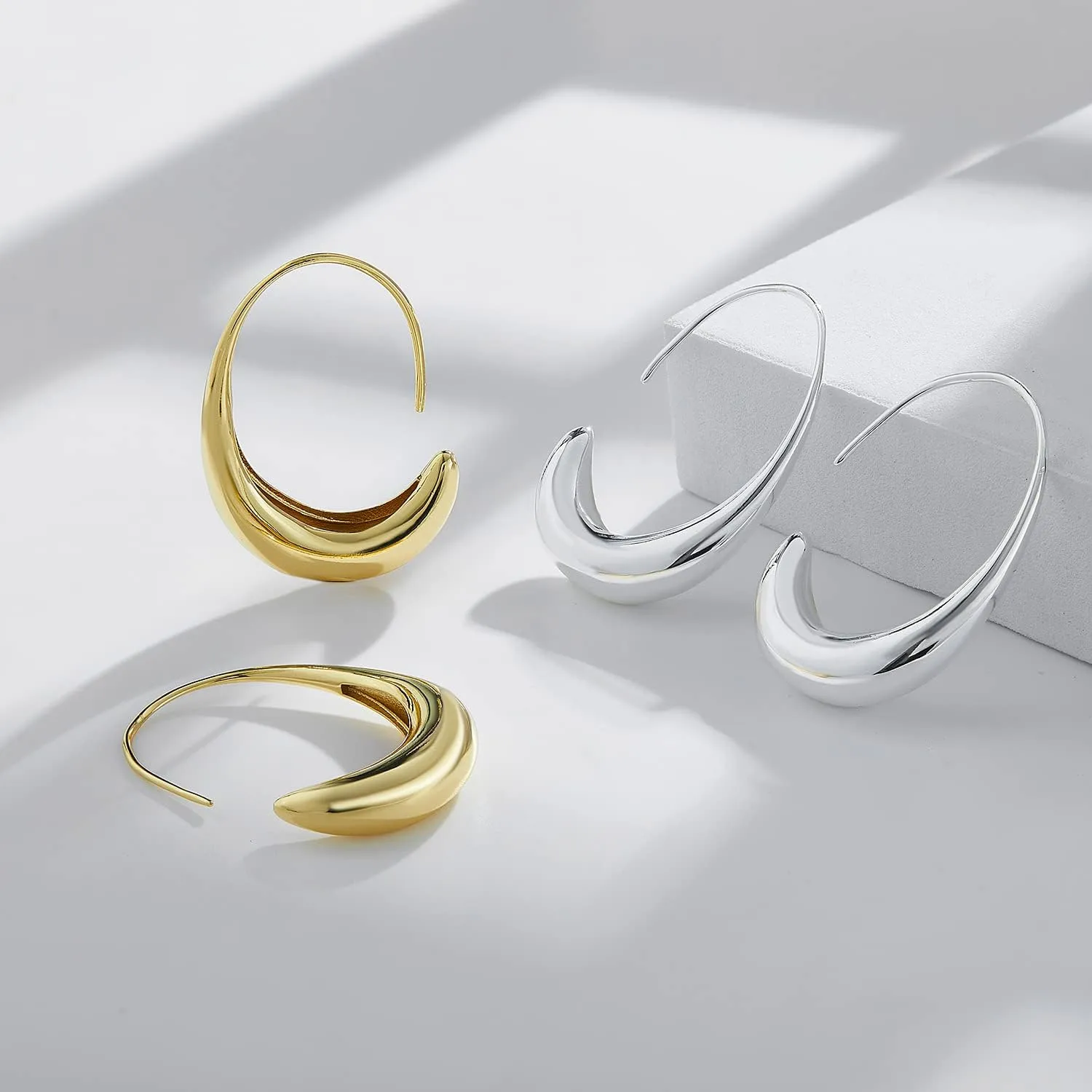Women Fashion Teardrop Back Earrings,Small Sterling Sliver Plated Classic Dangle Hoop Earring Thread Drop Earrings