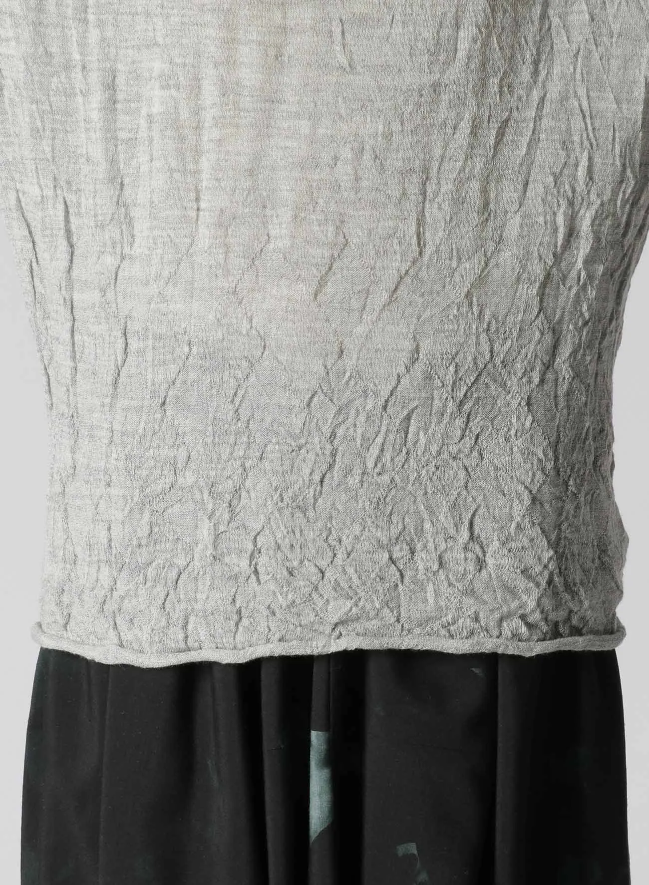WOOL WRINKLE ROUND NECK LONG SLEEVE T-SHIRT