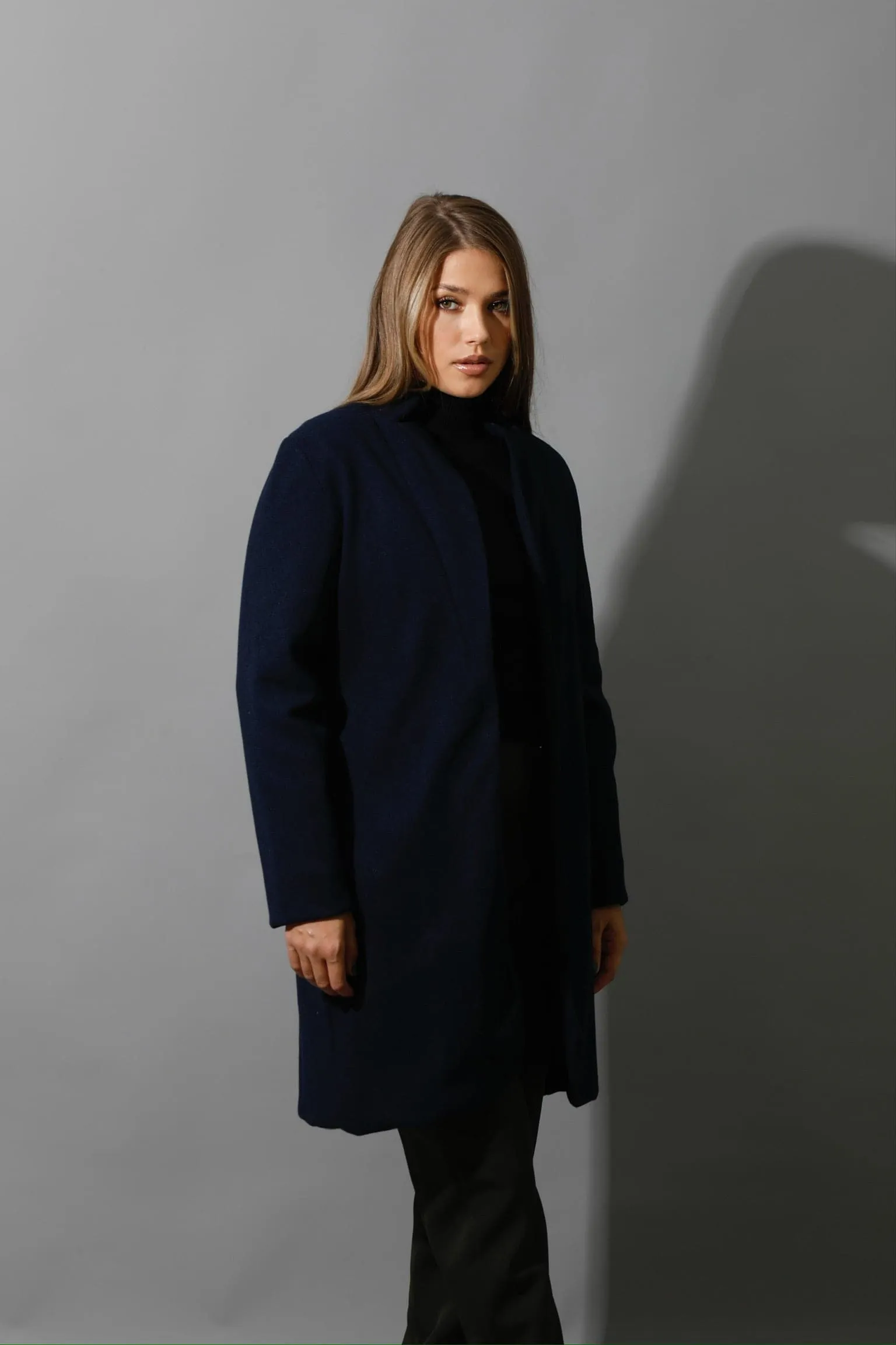 Woolen Short Coat - Navy