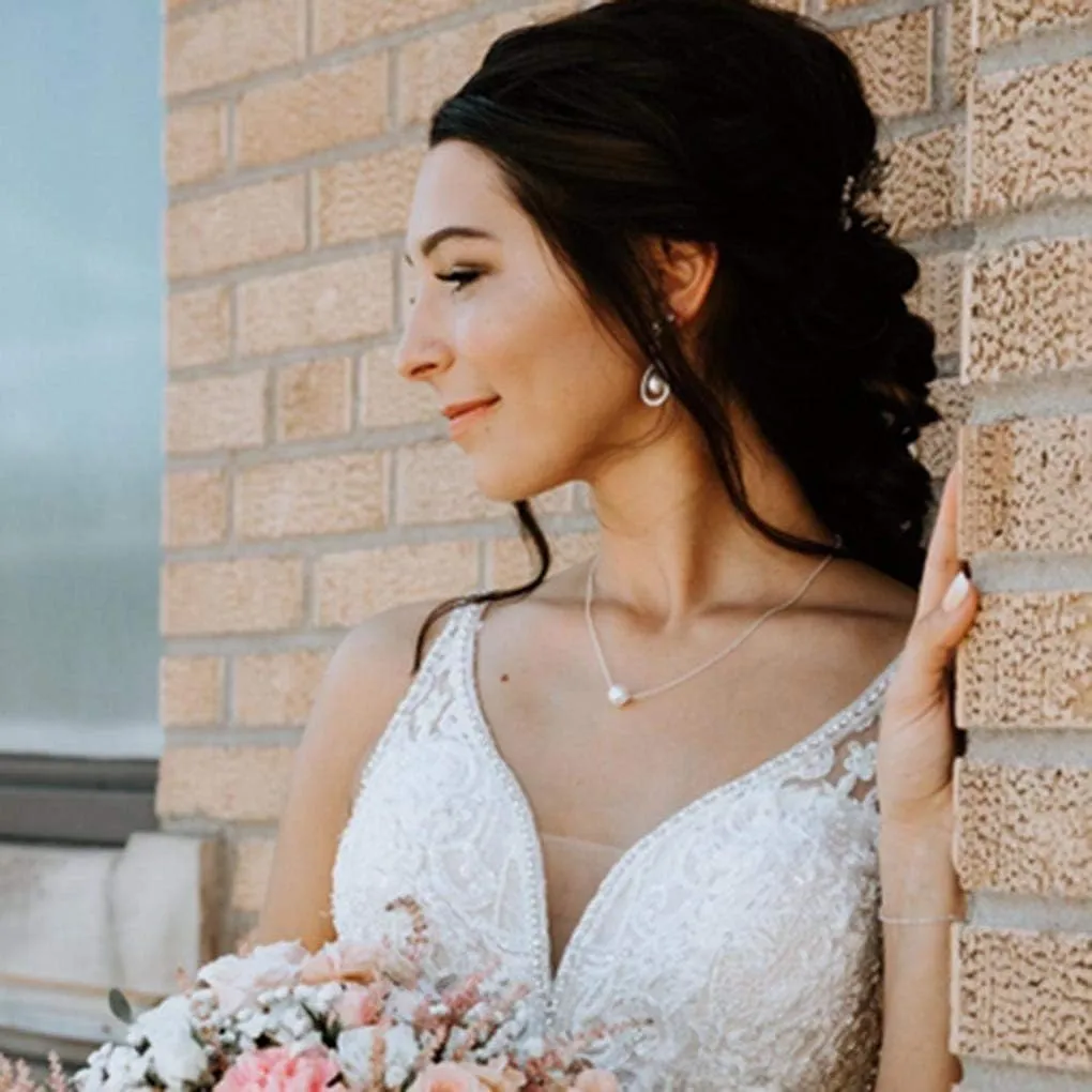 Yalice Tiny Pearl Choker Necklace Chain Short Pendant Necklaces Floating Wedding Bridesmaid Jewelry for Women