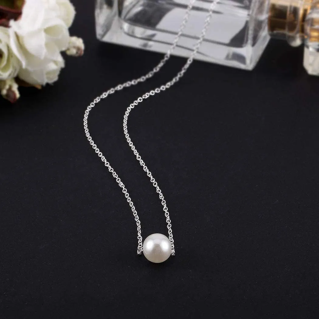 Yalice Tiny Pearl Choker Necklace Chain Short Pendant Necklaces Floating Wedding Bridesmaid Jewelry for Women