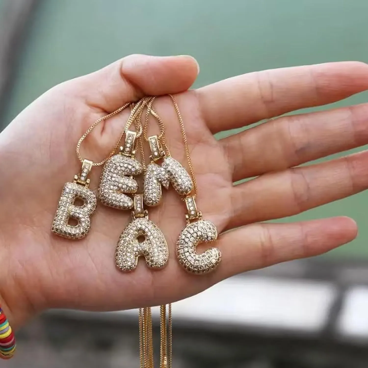 YANCHUN Letter Necklace Gold Necklaces for Women Rhinestone Initial Letter Pendant Necklace Alphabet Name Charm Necklace Gold Jewelry Gifts