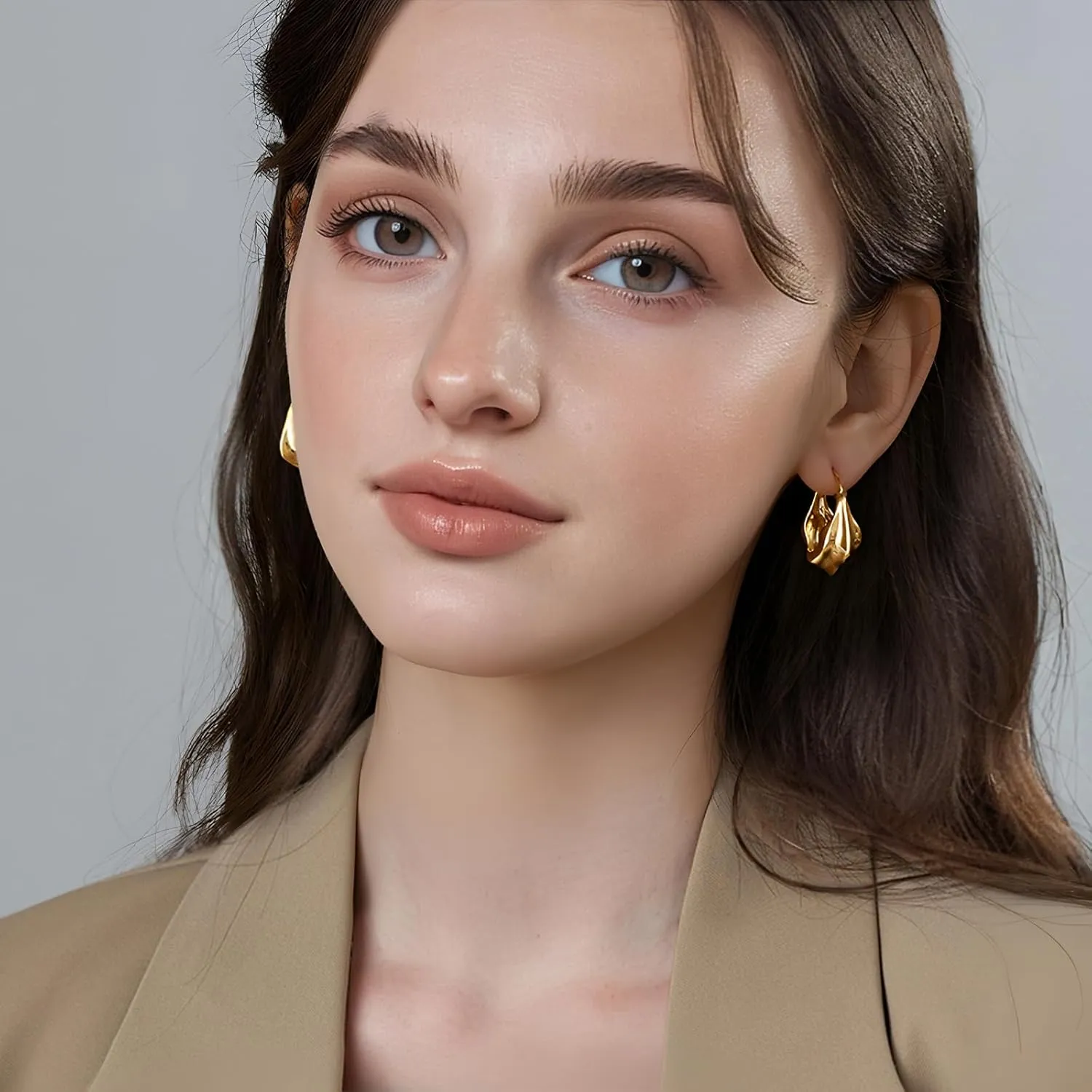 YUJIE Gold Hoop Earrings for Women Chunky Gold Plated Earring Statement Jewelry
