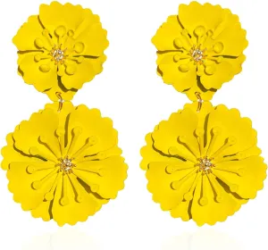 YUNXI Metal Flower Earrings for Women Large Flower Petal Statement Stud Exaggerated Floral Boho Earrings Birthday Jewelry for Women Jewelry