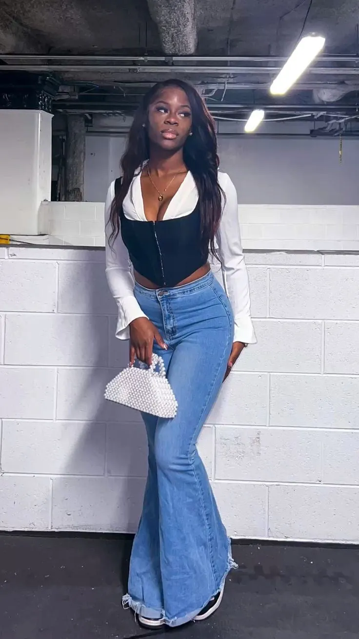 ZARA BELL BOTTOM STRETCHY DENIM