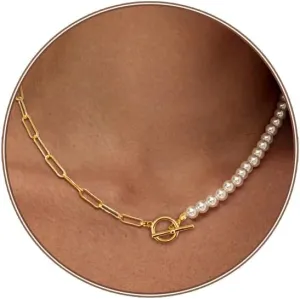 Zeffy Pearl Necklace 4MM/6MM/8MM Dainty Round Imitation Pearl Choker Necklace Wedding Pearl Necklace Delicate Jewelry for Women Simple Bridesmaid Jewelry Gifts