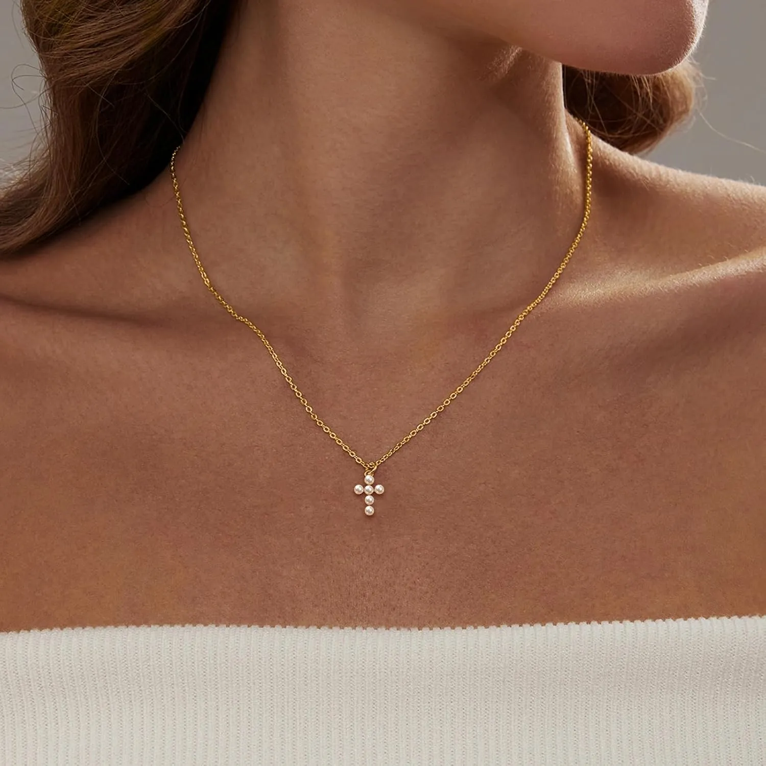 Zeffy Pearl Necklace 4MM/6MM/8MM Dainty Round Imitation Pearl Choker Necklace Wedding Pearl Necklace Delicate Jewelry for Women Simple Bridesmaid Jewelry Gifts