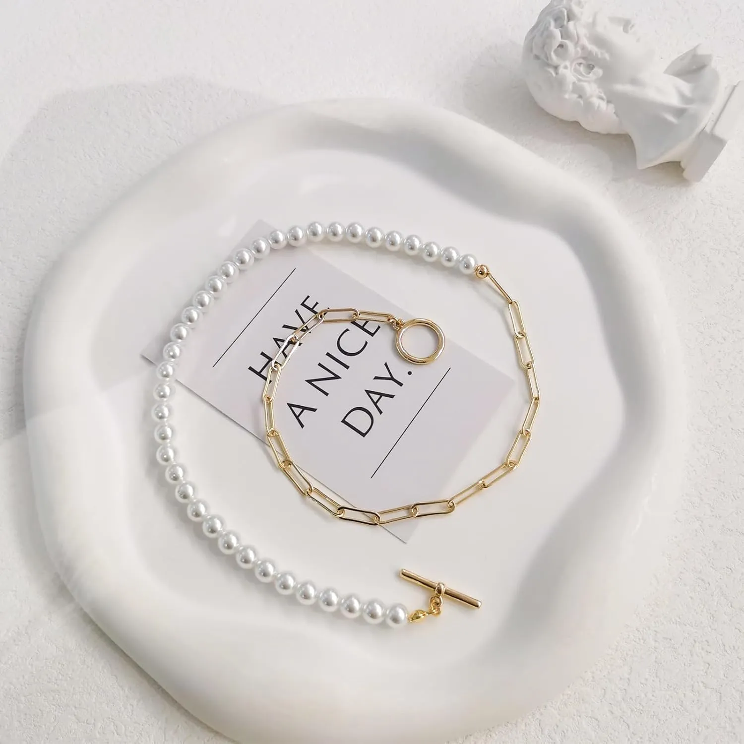 Zeffy Pearl Necklace 4MM/6MM/8MM Dainty Round Imitation Pearl Choker Necklace Wedding Pearl Necklace Delicate Jewelry for Women Simple Bridesmaid Jewelry Gifts